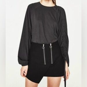 Zara Trafaluc Ruched Tied L/S Shirt